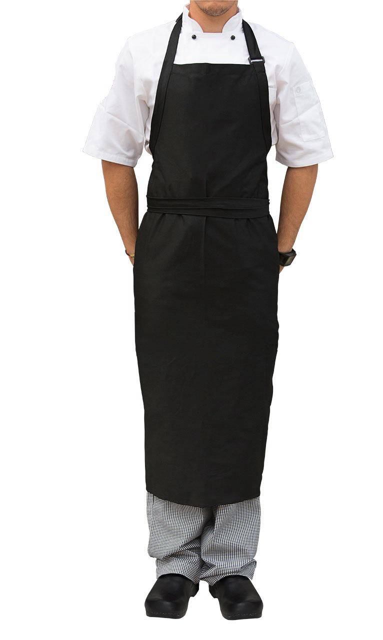 Apron Bib Large Adjustable Black No Pocket