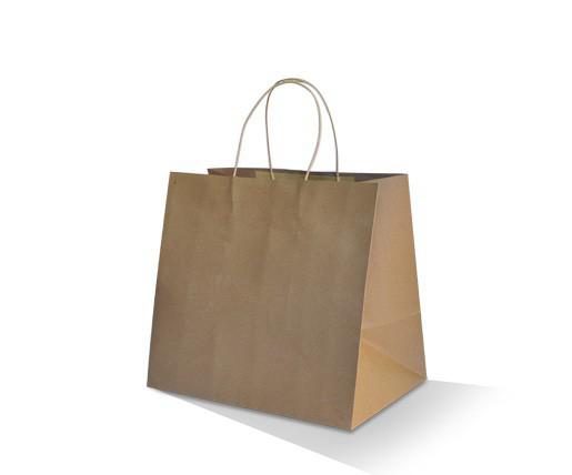 Kraft Takeaway Bag UBER Large 320x350x230mm (150/Ctn)
