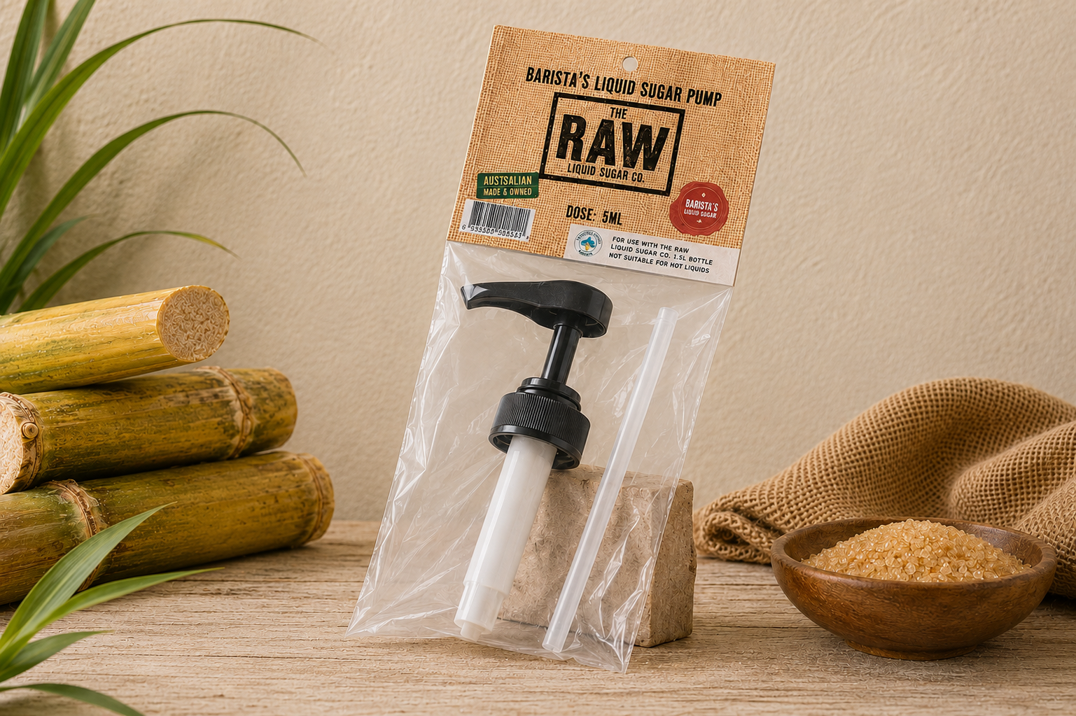 Syrup Pump Natural Raw 6ml to suit 1.5lt Bottle