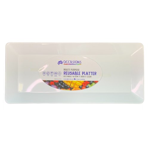 Rectangle Plastic Platter Tray White 465x200x25mm
