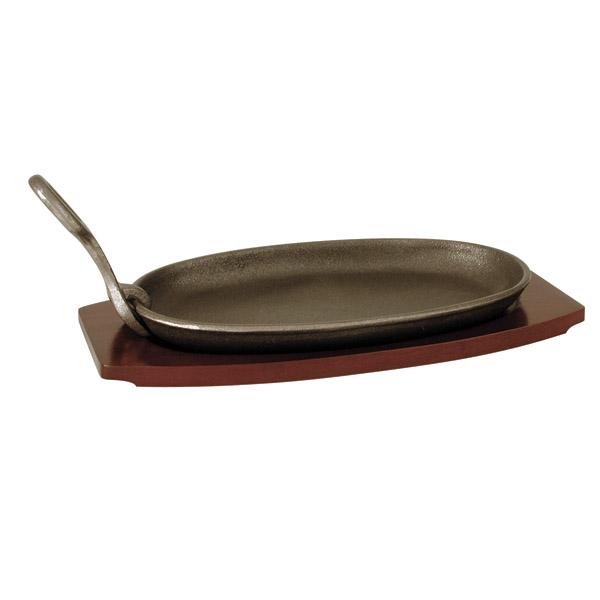 Steak Sizzler Cast Iron Black Wood Base 290x180mm