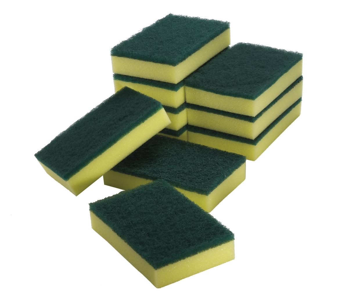 Sponge Scourer Yellow/Green 15x10cm 10/pk
