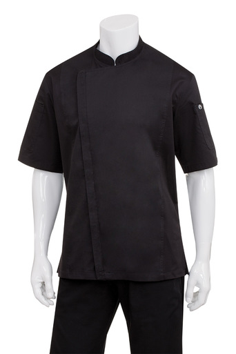 Chef Jacket Springfield Lightweight S/S w/ Zipper Black