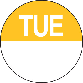 Daydot Label Removable Round 24mm (1000/Roll) - Tuesday