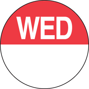 Daydot Label Removable Round 24mm (1000/Roll) - Wednesday