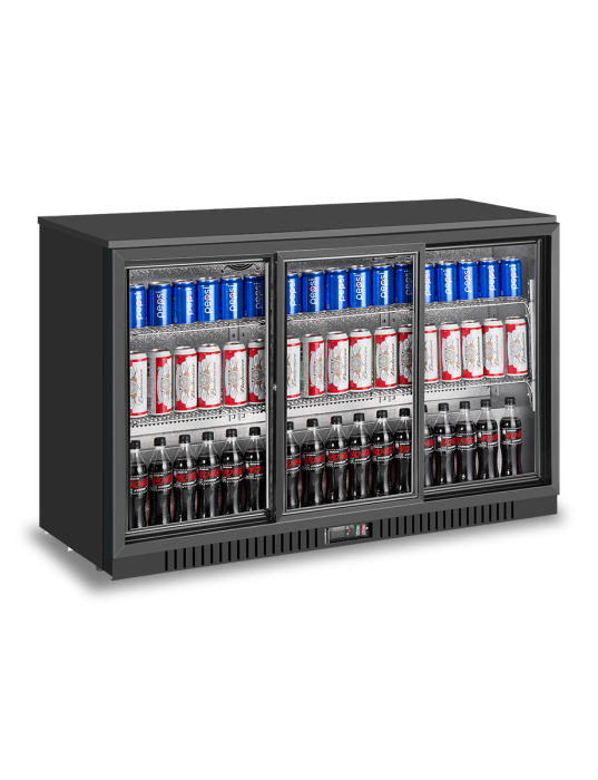 Bar Cooler Black Sliding Glass