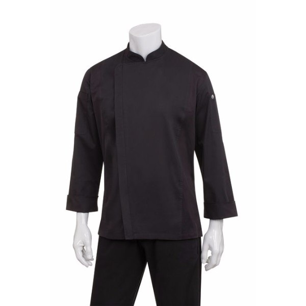 Chef Jacket Hartford L/S w Zipper Black