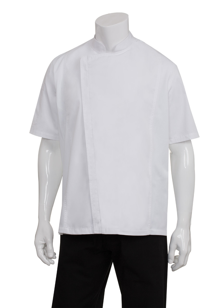 Chef Jacket Springfield Lightweight S/S w/ Zipper White