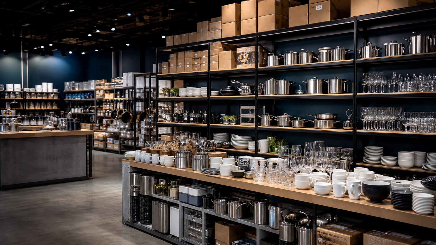 Hospitality product catalogue showroom shelves